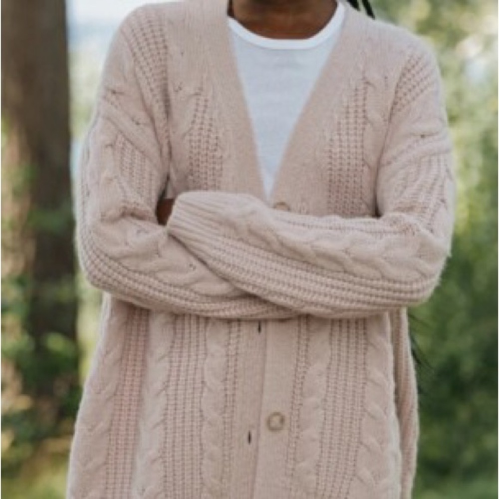 JENNI KAYNE Cable Cocoon Cardigan XS 27” P2P Blush $395 Retail NWT - Picture 8 of 12